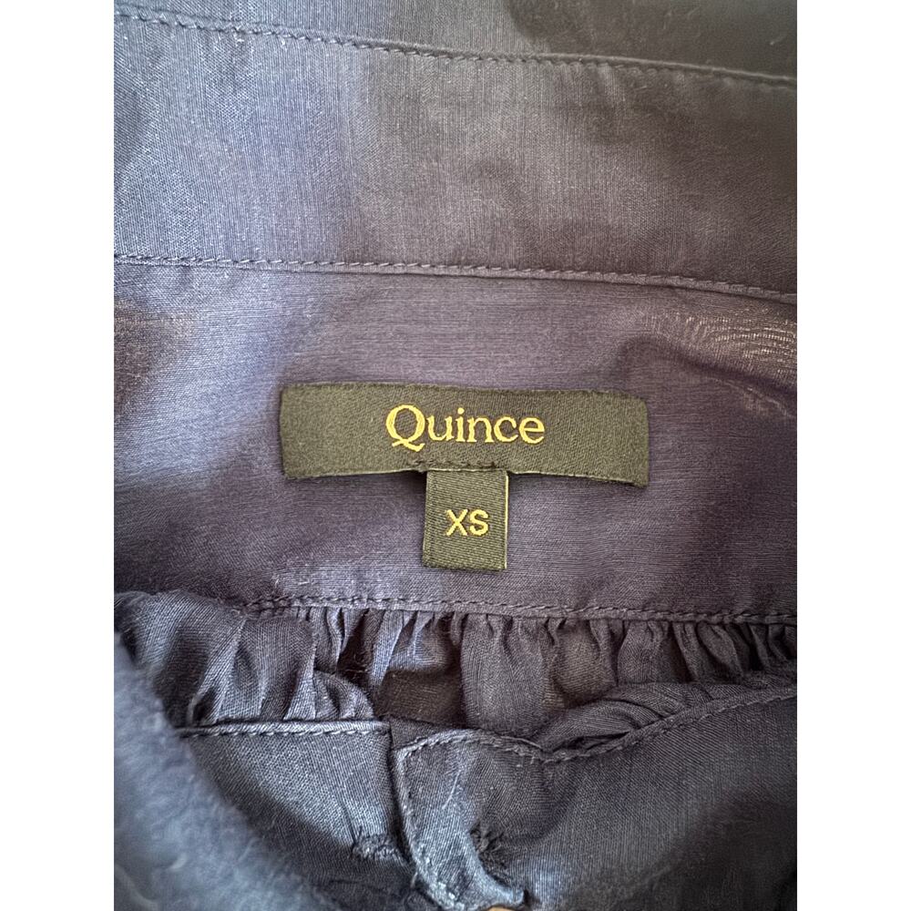 Quince Cotton-Silk Voile Short Sleeve Blouse Dark Navy Blue Size: XS - Picture 4 of 6